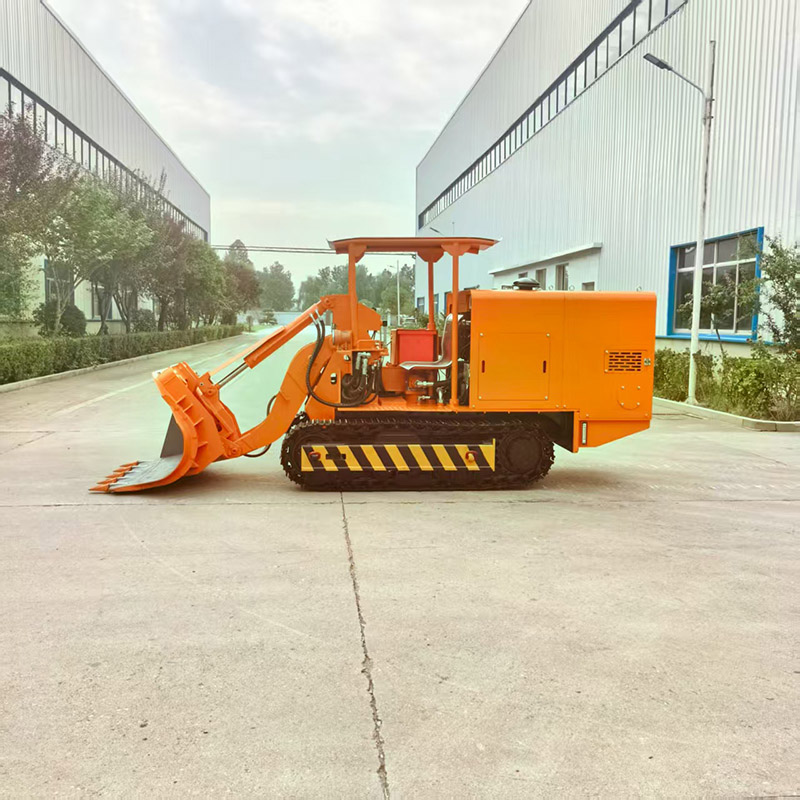 Máy xúc đá dỡ hàng bên đường hầm