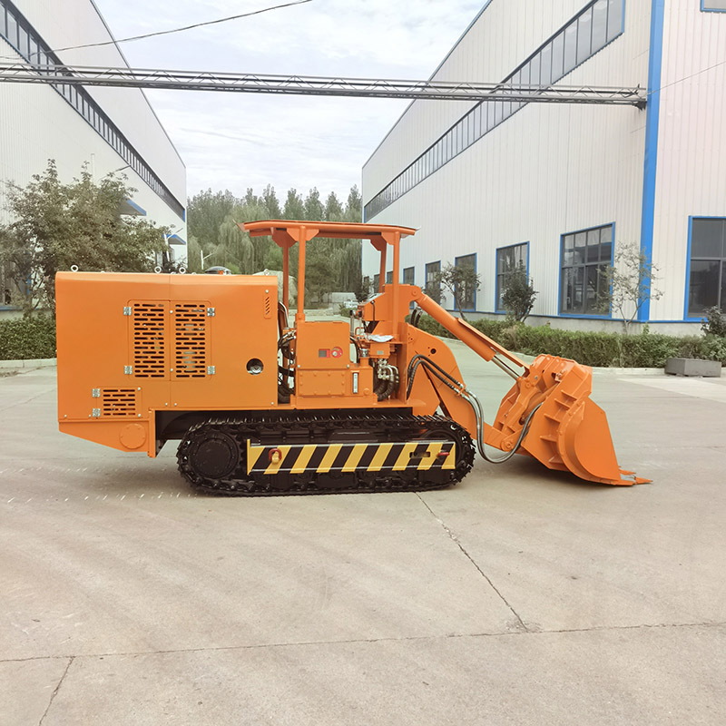 Máy xúc đá dỡ hàng bên đường hầm