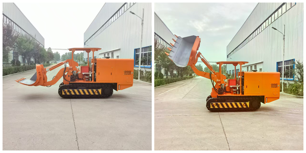 Крупногабаритный погрузчик для боковой разгрузки горных пород. Крупногабаритный погрузчик для боковой разгрузки горных пород.