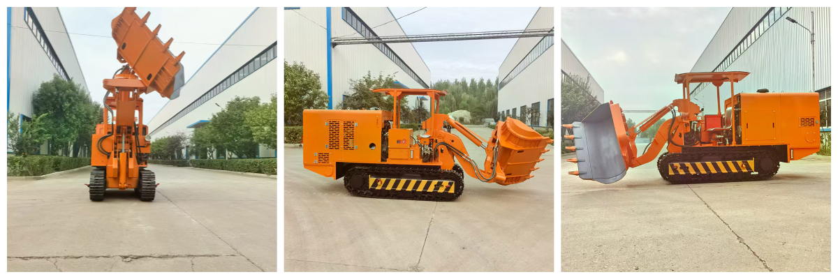 Máy xúc đá dỡ hàng bên đường hầm