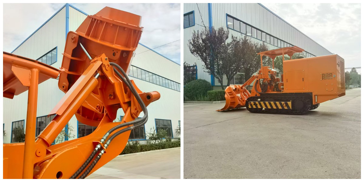 Cargador de rocas con descarga lateral en cantera.jpg