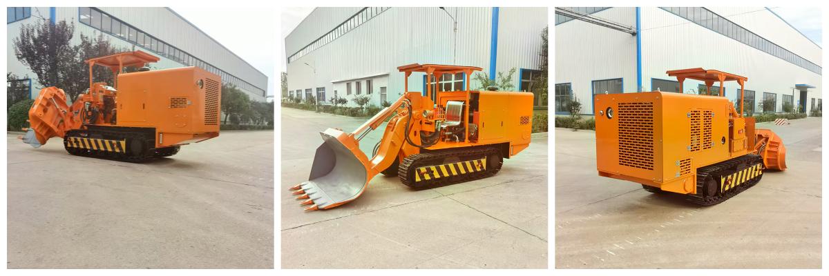 Cargador de rocas con descarga lateral en cantera.jpg