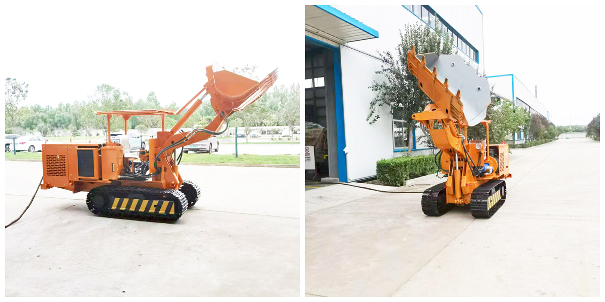 Chargeuse de roches à déchargement latéral à télécommande