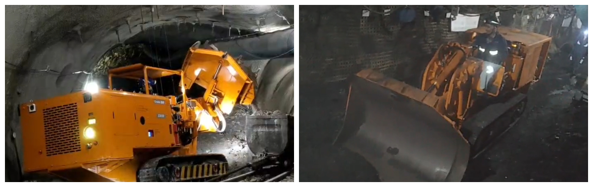 رافعة تفريغ الصخور على جانب النفق